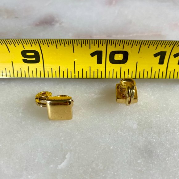 Monet Rectangle Gold Toned Classic Clip On Earrings - Picture 4 of 4